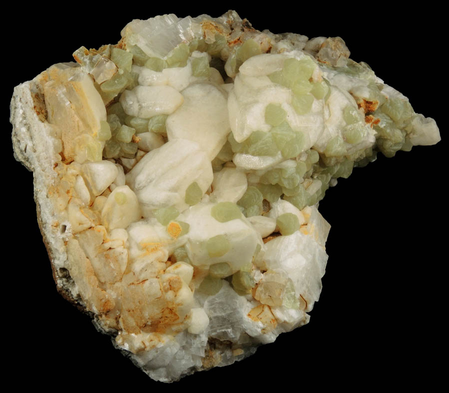 Prehnite on Calcite from Roncari Quarry, East Granby, Hartford County, Connecticut
