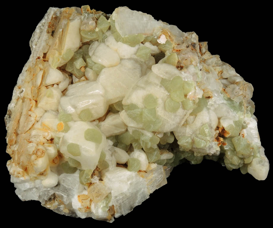 Prehnite on Calcite from Roncari Quarry, East Granby, Hartford County, Connecticut