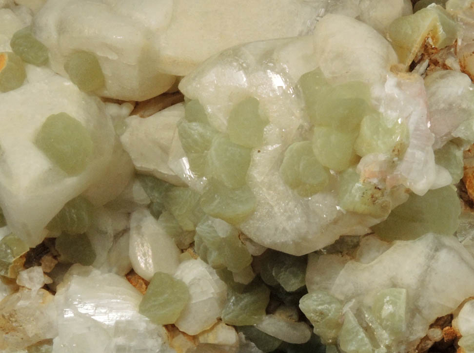 Prehnite on Calcite from Roncari Quarry, East Granby, Hartford County, Connecticut