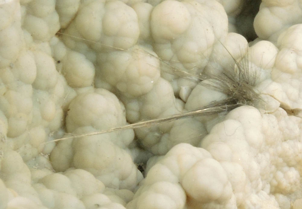 Millerite on Quartz var. Chalcedony from Monroe County, Indiana