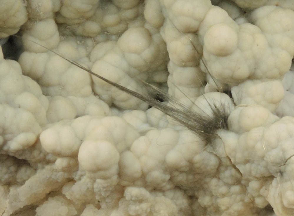 Millerite on Quartz var. Chalcedony from Monroe County, Indiana