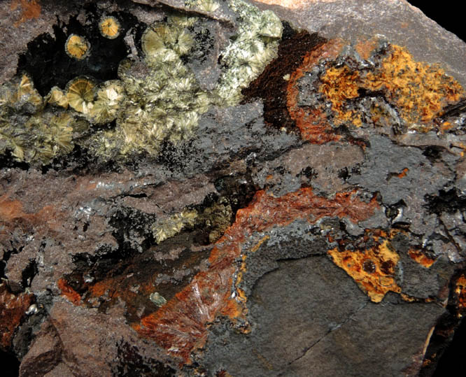 Kidwellite, Beraunite, Cacoxenite, Goethite from Coon Creek Mine, Polk County, Arkansas