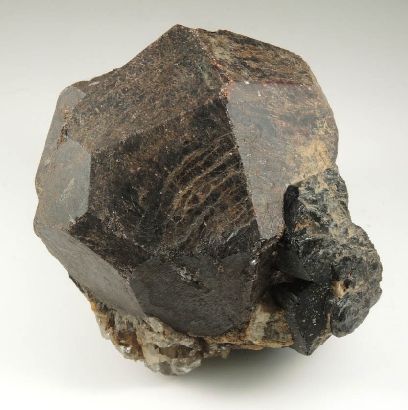 Almandine Garnet with Schorl Tourmaline and Hyalite from Kinkel Quarry, Bedford, Westchester County, New York