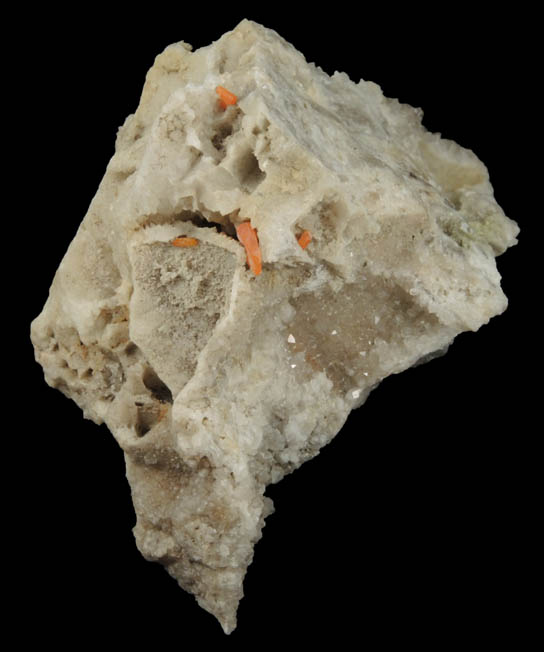 Wulfenite on Quartz from Manhan Lead Mines, Loudville District, 3 km northwest of Easthampton, Hampshire County, Massachusetts