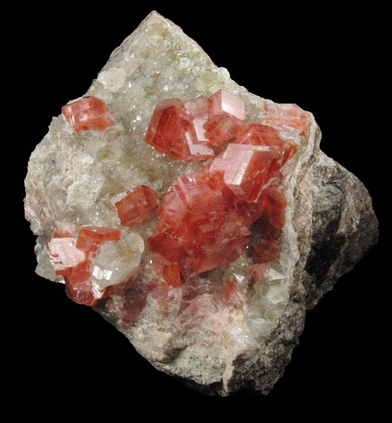 Rhodochrosite on Quartz from Uchucchaqua Mine, Oyon Province, Lima Department, Peru