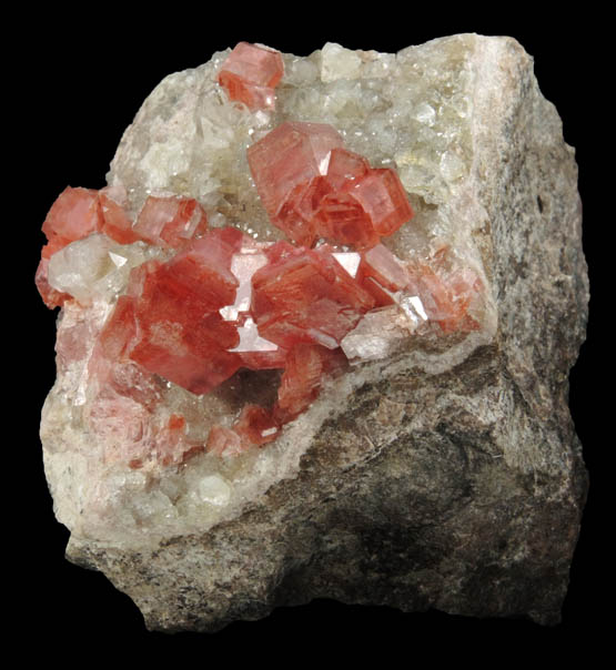 Rhodochrosite on Quartz from Uchucchaqua Mine, Oyon Province, Lima Department, Peru