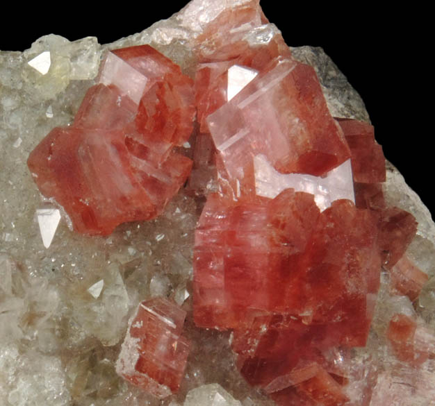 Rhodochrosite on Quartz from Uchucchaqua Mine, Oyon Province, Lima Department, Peru