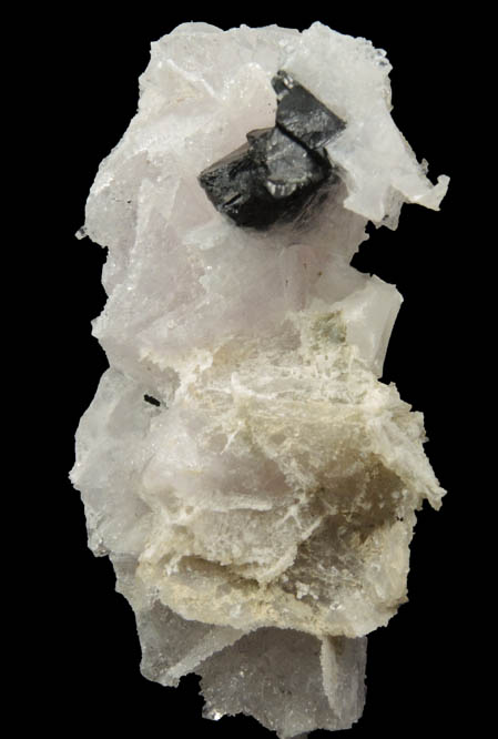 Babingtonite on amethystine quartz pseudomorphs after Calcite from Lane's Quarry, Westfield, Hampden County, Massachusetts