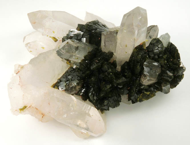 Epidote on Quartz from Imilchil, Errachidia, Morocco