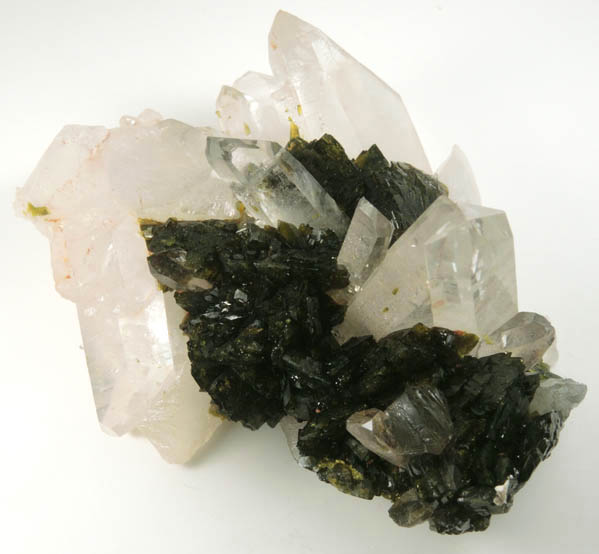 Epidote on Quartz from Imilchil, Errachidia, Morocco