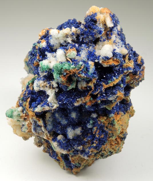 Azurite and Malachite on Quartz from Tsumeb Mine, Otavi-Bergland District, Oshikoto, Namibia