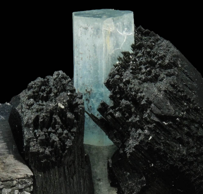 Beryl var. Aquamarine in Schorl Tourmaline from Erongo Mountains, 20 km north of Usakos, Damaraland, Namibia