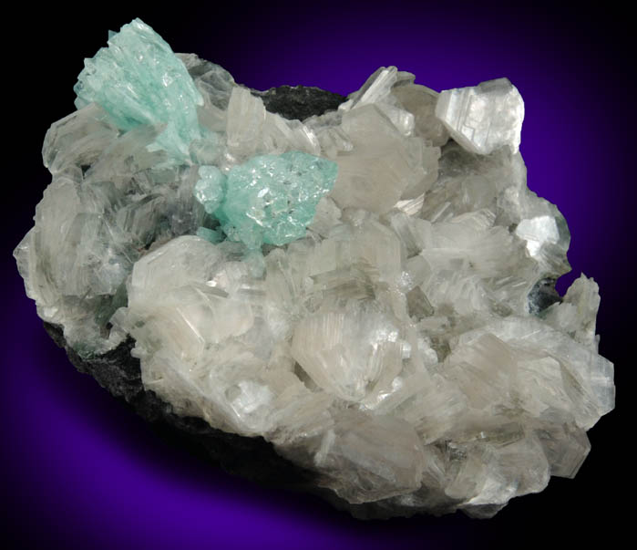 Apophyllite (rare blue-green color) on Heulandite from undisclosed new locality, Maharashtra, India