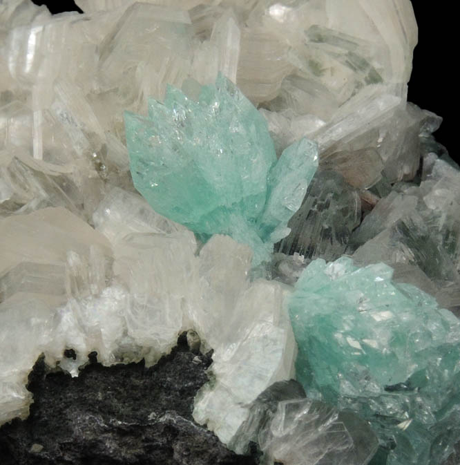 Apophyllite (rare blue-green color) on Heulandite from undisclosed new locality, Maharashtra, India