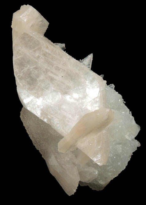 Stilbite on Heulandite on Quartz pseudomorph after Calcite from Jalgaon, Maharashtra, India