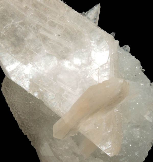 Stilbite on Heulandite on Quartz pseudomorph after Calcite from Jalgaon, Maharashtra, India