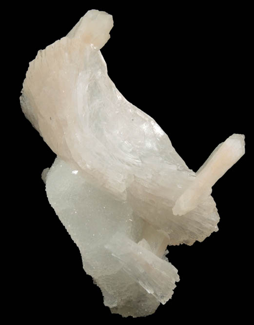 Stilbite on Heulandite on Quartz pseudomorph after Calcite from Jalgaon, Maharashtra, India