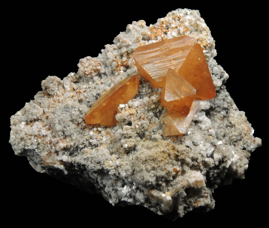 Wulfenite on Calcite from Tsumeb Mine, Otavi-Bergland District, Oshikoto, Namibia