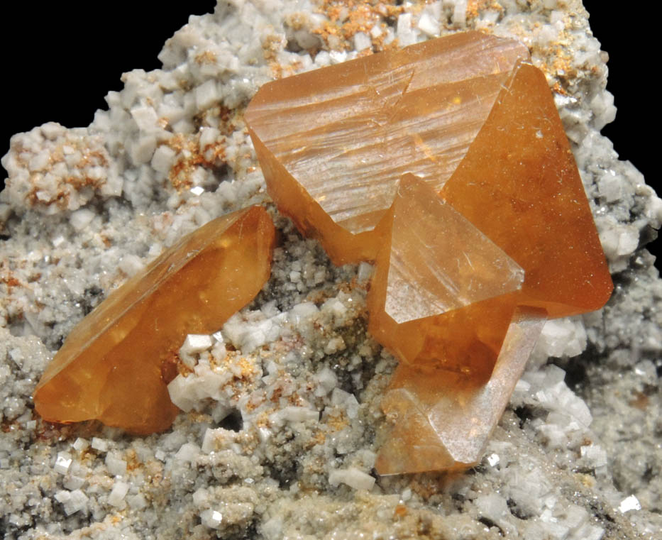 Wulfenite on Calcite from Tsumeb Mine, Otavi-Bergland District, Oshikoto, Namibia