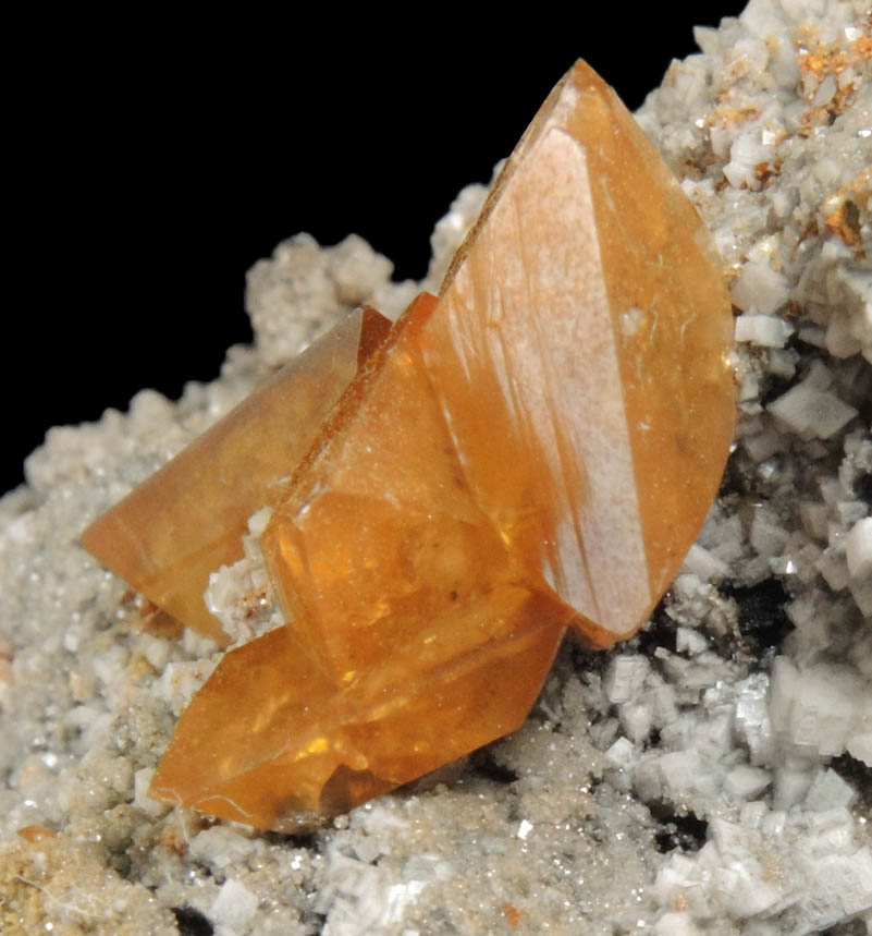 Wulfenite on Calcite from Tsumeb Mine, Otavi-Bergland District, Oshikoto, Namibia