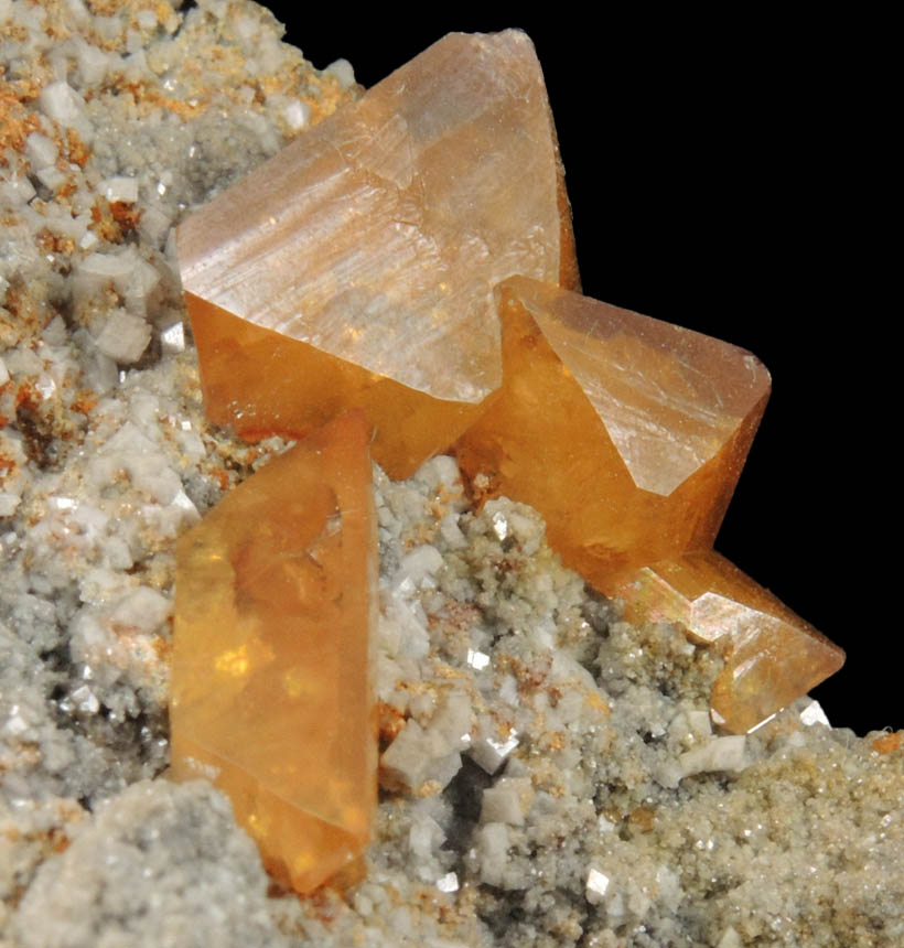 Wulfenite on Calcite from Tsumeb Mine, Otavi-Bergland District, Oshikoto, Namibia