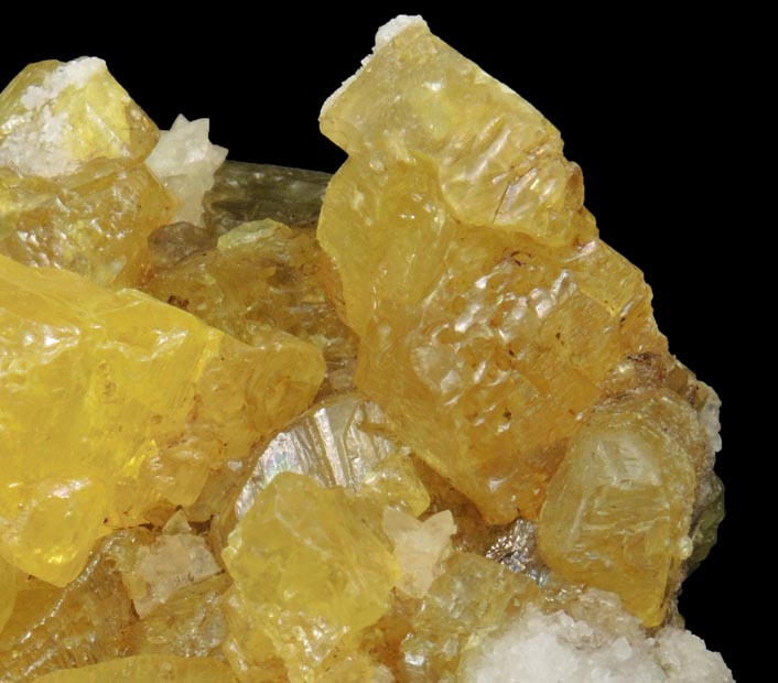 Sulfur and Calcite on Celestine from Scofield Quarry, Maybee, Monroe County, Michigan