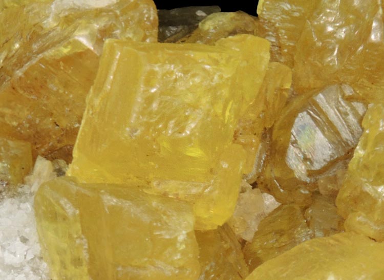 Sulfur and Calcite on Celestine from Scofield Quarry, Maybee, Monroe County, Michigan