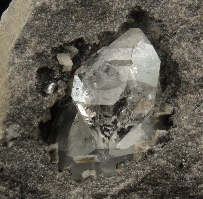 Quartz var. Herkimer Diamond in Calcite with Dolomite from Ace of Diamonds Mine, Middleville, Herkimer County, New York