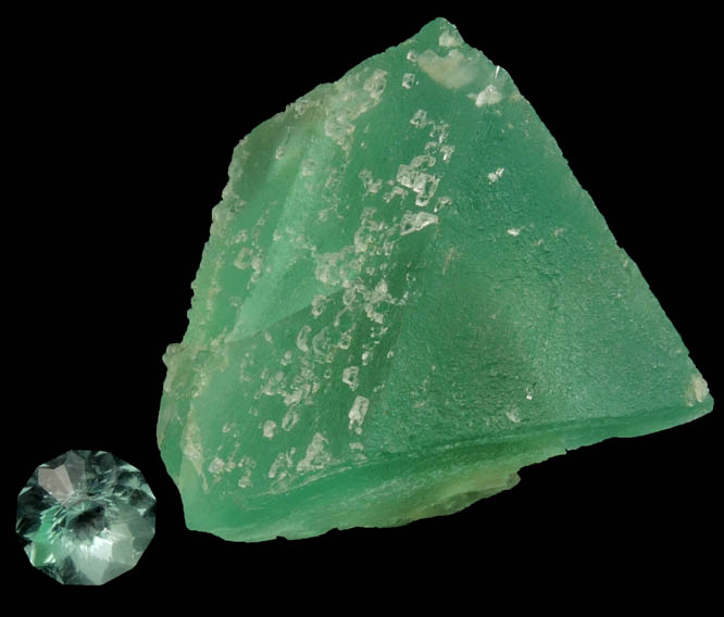 Fluorite crystal with 11.95 carat faceted gemstone from William Wise Mine, clair Pocket, Westmoreland, Cheshire County, New Hampshire