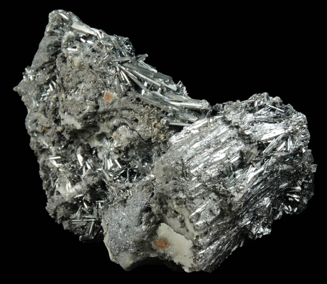 Stibnite with Calcite from Herja Mine (Kisbanya), Baia Mare, Maramures, Romania