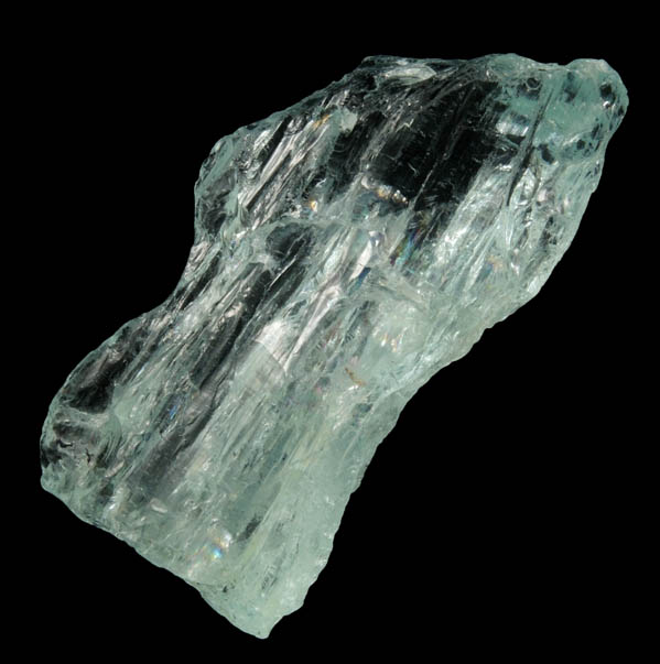 Beryl var. Aquamarine (complexly etched crystal) from Divino das Laranjeiras, Minas Gerais, Brazil