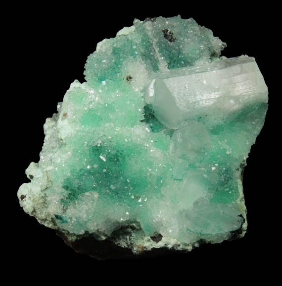Gypsum over Atacamite from Lily Mine, Pisco Province, Ica Department, Peru