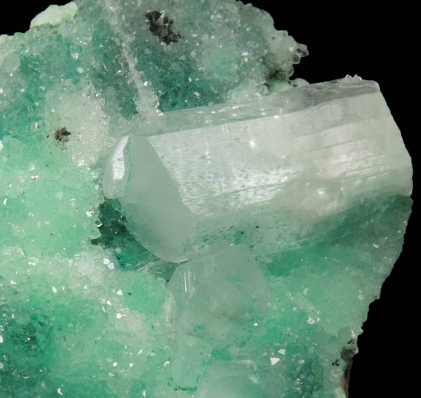 Gypsum over Atacamite from Lily Mine, Pisco Province, Ica Department, Peru