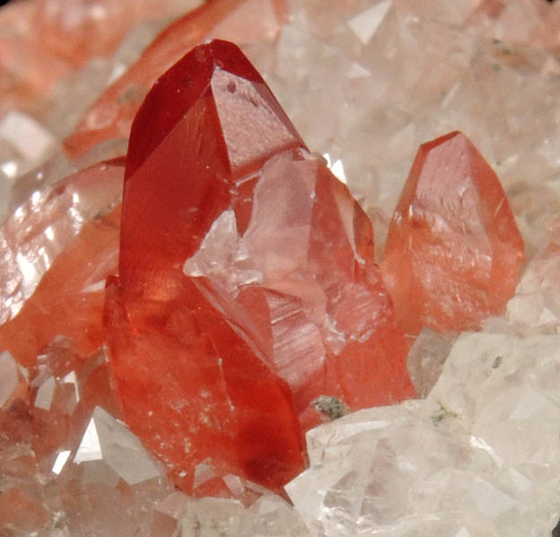 Rhodochrosite on Quartz from Uchucchaqua Mine, Oyon Province, Lima Department, Peru