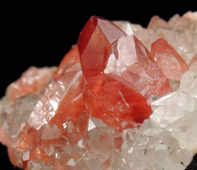 Rhodochrosite on Quartz from Uchucchaqua Mine, Oyon Province, Lima Department, Peru