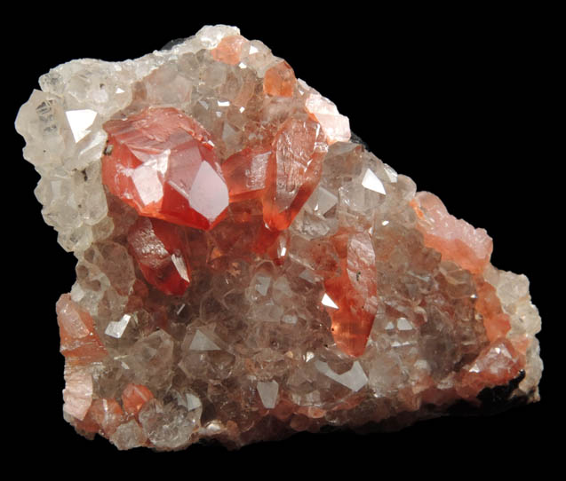 Rhodochrosite on Quartz from Uchucchaqua Mine, Oyon Province, Lima Department, Peru