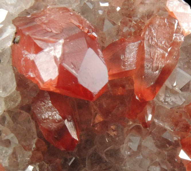 Rhodochrosite on Quartz from Uchucchaqua Mine, Oyon Province, Lima Department, Peru