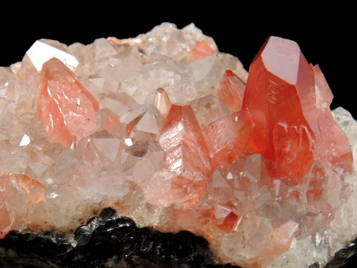 Rhodochrosite on Quartz from Uchucchaqua Mine, Oyon Province, Lima Department, Peru