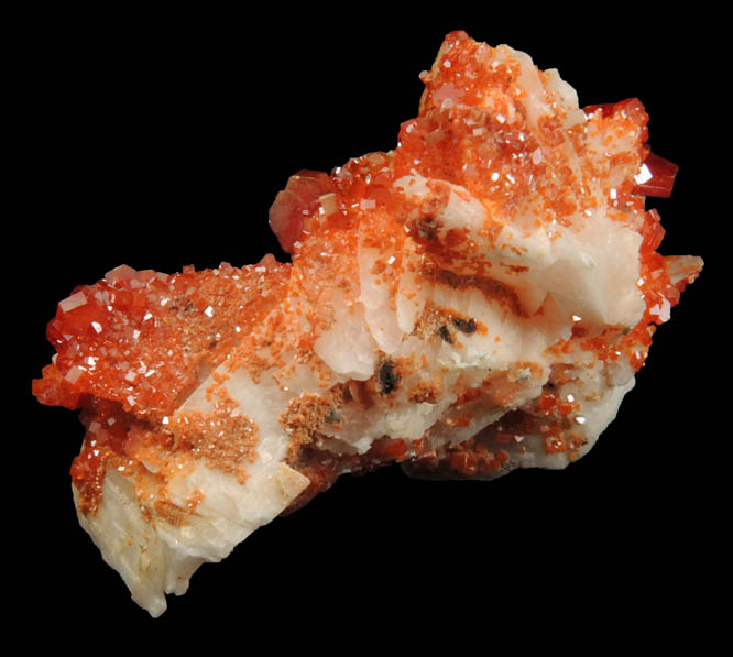 Vanadinite over Barite from Mibladen, Haute Moulouya Basin, Zeida-Aouli-Mibladen belt, Midelt Province, Morocco