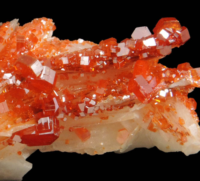 Vanadinite over Barite from Mibladen, Haute Moulouya Basin, Zeida-Aouli-Mibladen belt, Midelt Province, Morocco