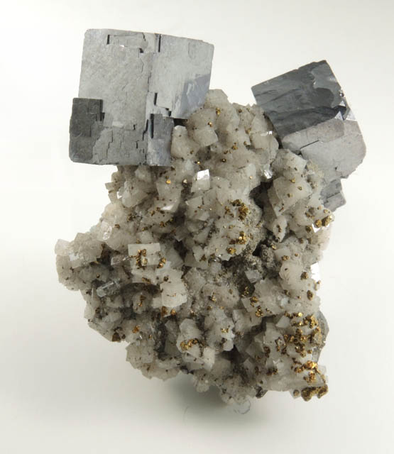 Galena on Dolomite with Chalcopyrite from Sweetwater Mine, Viburnum Trend, Reynolds County, Missouri