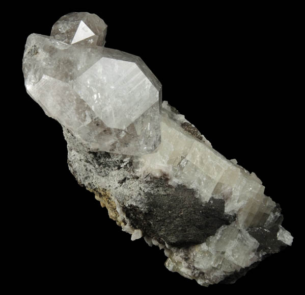 Quartz var. Herkimer Diamonds in Calcite with Dolomite, Pyrite from Eastern Rock Products Quarry (Benchmark Quarry), St. Johnsville, Montgomery County, New York