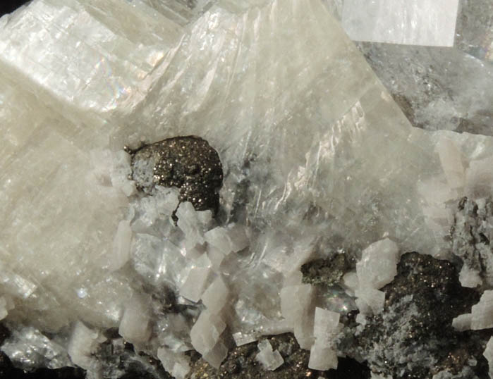 Quartz var. Herkimer Diamonds in Calcite with Dolomite, Pyrite from Eastern Rock Products Quarry (Benchmark Quarry), St. Johnsville, Montgomery County, New York