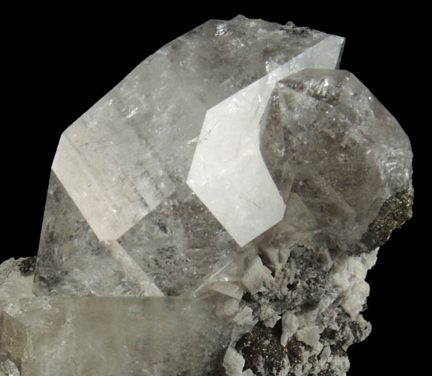 Quartz var. Herkimer Diamonds in Calcite with Dolomite, Pyrite from Eastern Rock Products Quarry (Benchmark Quarry), St. Johnsville, Montgomery County, New York