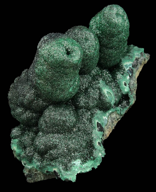 Malachite (stalactitic) from Kolwezi Mining District, 240 km WNW of  Lubumbashi, Katanga Copperbelt, Lualaba Province, Democratic Republic of the Congo