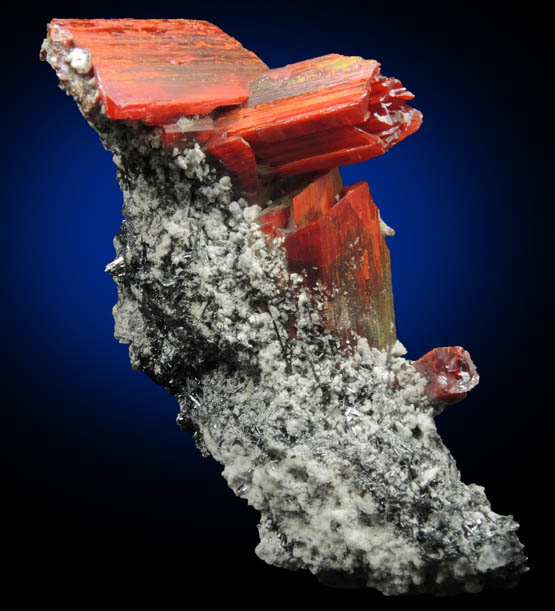 Realgar and Stibnite from Level 280, No. 5 Mine, Baia Sprie (Felsbnya), Maramures, Romania