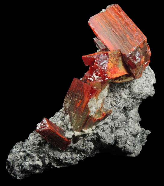 Realgar and Stibnite from Level 280, No. 5 Mine, Baia Sprie (Felsbnya), Maramures, Romania