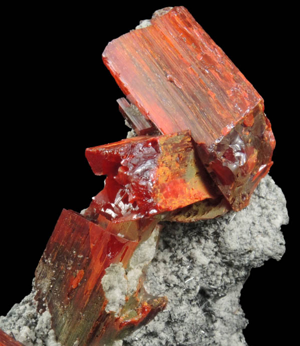 Realgar and Stibnite from Level 280, No. 5 Mine, Baia Sprie (Felsbnya), Maramures, Romania