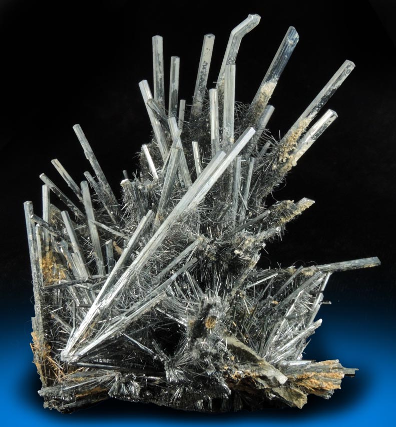 Stibnite (with overgrowth of smaller stibnite crystals) from Qinglong Mine, Dachang, Guizhou, China