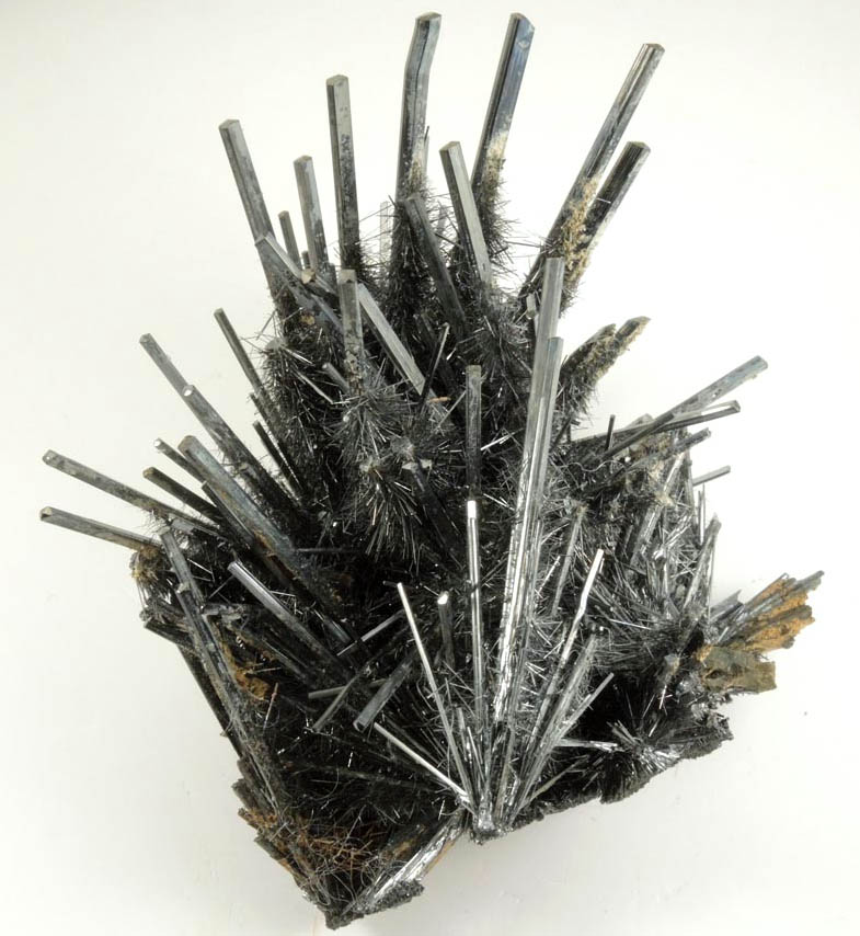 Stibnite (with overgrowth of smaller stibnite crystals) from Qinglong Mine, Dachang, Guizhou, China